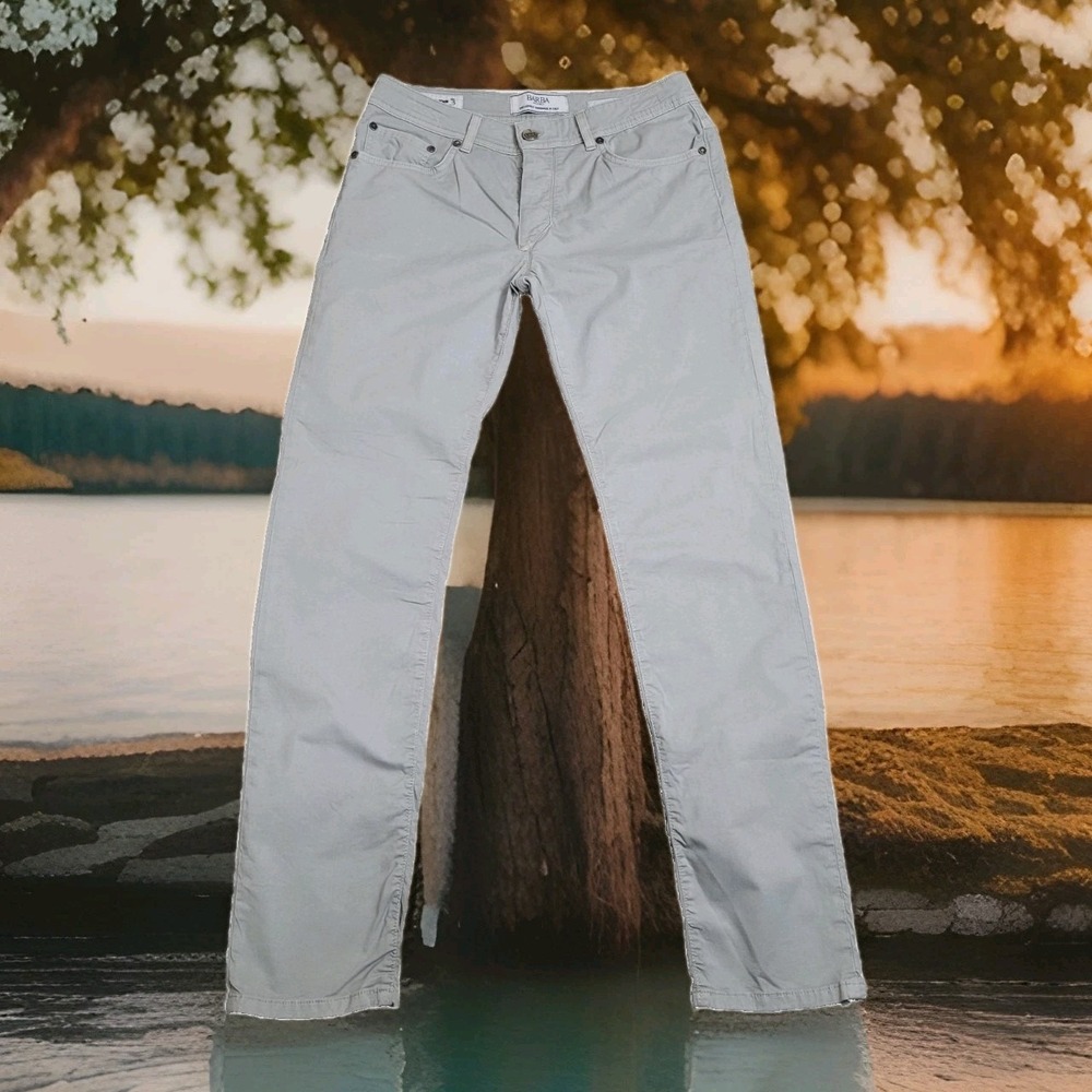 Barba Napoli Pants Men 34 Luxury Denim 3 Five Chino Pants Light Gray Button Fly